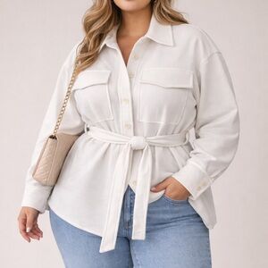 Prologue Ivory Belted Utility Shacket Size XXL